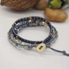 Lapis Lazuli &amp; Blue Aventurine 5-Layer Gemstone Wrap Bracelet