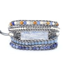 Silver Blue Topaz Wrap Bracelet – 5 Layer Healing Gemstone Bracelet
