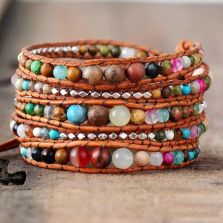 Gemstone Chakra Healing Wrap Bracelet – Handmade Leather Jewelry