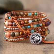Gemstone Chakra Healing Wrap Bracelet – Handmade Leather Jewelry