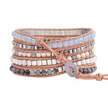 Celestine Druzy &amp; Natural Stone 5-Layer Wrap Bracelet