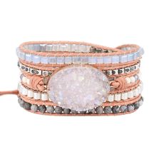 Celestine Druzy & Natural Stone 5-Layer Wrap Bracelet