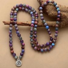 Purple Jasper &amp; Labradorite 108 Mala Beads Bracelet
