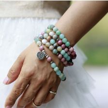 Amazonite &amp; Rhodonite 108 Mala Prayer Bead Bracelet