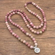 108 Rhodonite Mala Bracelet – Stone of Forgiveness &amp; Emotional Healing