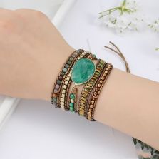 Indian Agate &amp; Green Aventurine Wrap Bracelet – Balance &amp; Harmony