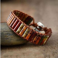 Handmade Jasper Tube Wrap Bracelet – Red Jasper &amp; Picasso Jasper