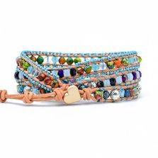 Natural Mix Gemstones &amp; Rainbow Chakra Wrap Bracelet – Handmade Tree of Life Jewelry