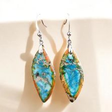Jasper Leaf Dangle Earrings