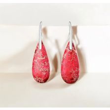 Red Imperial Jasper Teardrop Earrings