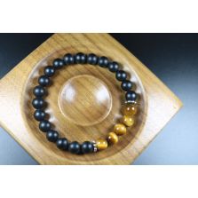 Mens Gift - Matte Black Onyx and Tiger Eye Bracelet - Mens Jewelry - Stretch Bracelet - Mens Bead Bracelet - Heal Bracelet - 8mm beads