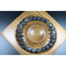 Lava and Larvikite Bracelet - Men Bracelet - Men Jewelry - Stretch Bracelet - Gemstone Bracelet - 8mm beads