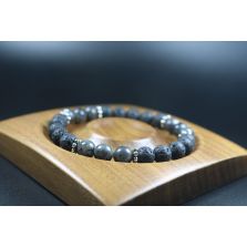 Lava and Larvikite Bracelet - Men Bracelet - Men Jewelry - Stretch Bracelet - Gemstone Bracelet - 8mm beads
