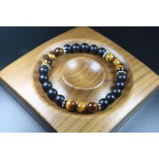 Matte Black Onyx and Tiger Eye Bracelet -  - 8mm beads-Bracelet - Men Jewelry - Stretch Bracelet - Men Bead Bracelet - Heal Bracelet