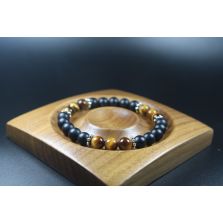 Matte Black Onyx and Tiger Eye Bracelet -  - 8mm beads-Bracelet - Men Jewelry - Stretch Bracelet - Men Bead Bracelet - Heal Bracelet