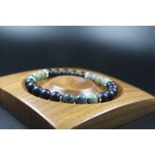 Matte Black Onyx and indian agate Bracelet - Bracelet - Men Jewelry - Stretch Bracelet - Men Bead Bracelet - Heal Bracelet - 8mm beads