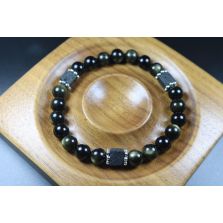Black Obsidian with Cube Lava Bracelet - Bracelet - Jewelry - Bead Bracelet - Heal Bracelet - 8mm beads
