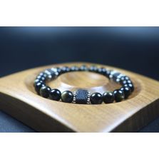 Black Obsidian with Cube Lava Bracelet - Bracelet - Jewelry - Bead Bracelet - Heal Bracelet - 8mm beads