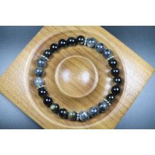 Black Obsidian and Larvikite Bracelet - Man Jewelry - Stretch Bracelet - Man Bead Bracelet - Heal Bracelet - 8mm beads