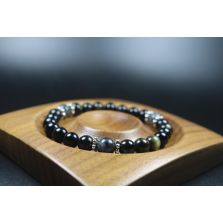 Black Obsidian Larvikite Bracelet - Bracelet for Men and Women - Stretch Bracelet - Healing Bracelet - Yoga Bracelet - 8mm beads