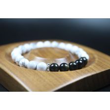 Howlite and Black Obsidian Bracelet - Stretch Bracelet - Gemstone Bracelet - Healing Bracelet - 8mm beads