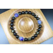 Black Obsidian and Blue Lapis Lazuli Bracelet - Men Bracelet - Men Jewelry - Men Bead Bracelet - Gemstone Bracelet - Heal Bracelet 8mm beads