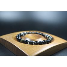 8mm beads- Black Obsidian with Cube Lava Bracelet - Bracelet - Jewelry - Bead Bracelet - Heal Bracelet 