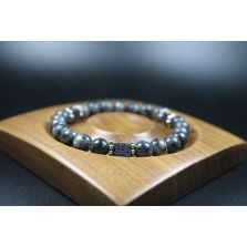 Larvikite with Cube Lava Balance Bracelet - Meditation Bracelet - Stretch Bracelet - Healing Bracelet - 8mm beads