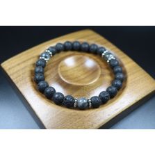 8mm beads- Lava and Larvikite Bracelet - Mala - Men Bracelet - Men Jewelry - Stretch Bracelet - Men Bead Bracelet - Heal Bracelet 