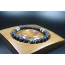 8mm beads- Lava and Larvikite Bracelet - Mala - Men Bracelet - Men Jewelry - Stretch Bracelet - Men Bead Bracelet - Heal Bracelet 