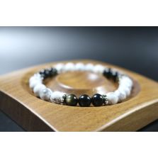 8mm beads-Howlite and Black Obsidian Bracelet - Stretch Bracelet - Gemstone Bracelet - Healing Bracelet