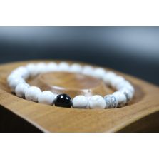 Howlite Bracelet, Mens Bracelet, Women Bracelet – Strengthens Ambition and Memory, Stretch Bracelet, 8mm beads