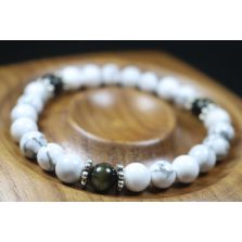  Howlite and Black Obsidian Bracelet - Stretch Bracelet - 8mm beads-Gemstone Bracelet - Healing Bracelet 