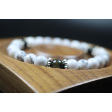  Howlite and Black Obsidian Bracelet - Stretch Bracelet - 8mm beads-Gemstone Bracelet - Healing Bracelet 