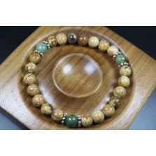 Sand Jasper with Jade Bracelet - Mala Bracelet - Jewelry - Stretch Bracelet - Meditation Bracelet - Yoga Bracelet - Heal Bracelet-8mm