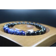 Black Obsidian and Lapis Lazuli Bracelet - Bracelet for Men and Women - Stretch Bracelet - Yoga Bracelet - 8mm beads