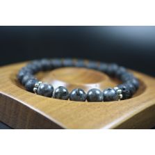 Lava and Larvikite Bracelet - Man Jewelry - Stretch Bracelet - Man Bead Bracelet - Heal Bracelet - Lava Rock Bracelet - 8mm beads