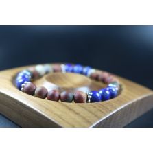 Matte Picasso and Lapis Lazuli Bracelet - Man Jewelry-Stretch Bracelet-Man Bead Bracelet - Heal Bracelet- Matte Picasso Bracelet - 8mm beads