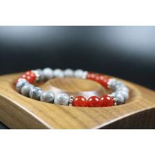 Orange dragon agate and Map jasper Bracelet-Man Jewelry-Stretch Bracelet-Man Bead Bracelet-Heal Bracelet-Matte Picasso Bracelet - 8mm beads