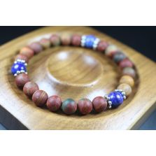 Matte Picasso and Lapis Lazuli Bracelet-8mm beads - Man Jewelry-Stretch Bracelet-Man Bead Bracelet - Heal Bracelet- Matte Picasso Bracelet 