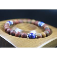 Matte Picasso and Lapis Lazuli Bracelet-8mm beads - Man Jewelry-Stretch Bracelet-Man Bead Bracelet - Heal Bracelet- Matte Picasso Bracelet 