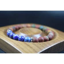 Matte Picasso and Lapis Lazuli Bracelet - Man Jewelry-Stretch Bracelet-Man Bead Bracelet - Heal Bracelet- Matte Picasso Bracelet 