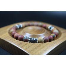Matte Picasso with Wood Bracelet - Men Bracelet - Men Jewelry - Stretch Bracelet - Men Bead Bracelet - Heal Bracelet 8mm beads