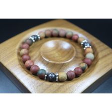 Matte Picasso with Wood Bracelet - Men Bracelet - Men Jewelry - Stretch Bracelet - Men Bead Bracelet - Heal Bracelet 8mm beads