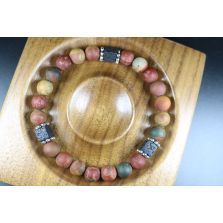 Matte Picasso with Cube Lava Bracelet - Men Bracelet - Men Jewelry - Stretch Bracelet - Men Bead Bracelet - Heal Bracelet 8mm beads