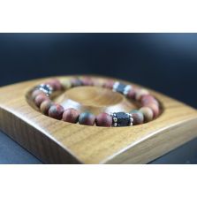 Matte Picasso with Cube Lava Bracelet - Men Bracelet - Men Jewelry - Stretch Bracelet - Men Bead Bracelet - Heal Bracelet 8mm beads