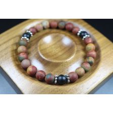 Matte Picasso and Matte Black Onyx Bracelet - Men Bracelet - Men Jewelry -  8mm beads-Stretch Bracelet - Men Bead Bracelet - Heal Bracelet