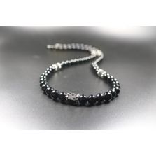 Black Obsidian with Cube Lava Balance Necklace, Mens Necklace, Womens Necklace, Stretch Necklace, Gemstone Necklace, Healing Necklace