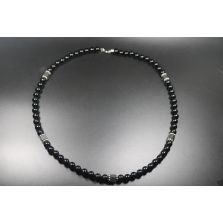 Black Obsidian with Cube Lava Balance Necklace, Mens Necklace, Womens Necklace, Stretch Necklace, Gemstone Necklace, Healing Necklace