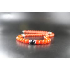 Orange dragon agate with Matte Black Onyx Necklace, Mens Necklace, Womens Necklace, Stretch Necklace, Gemstone Necklace, Healing Necklace